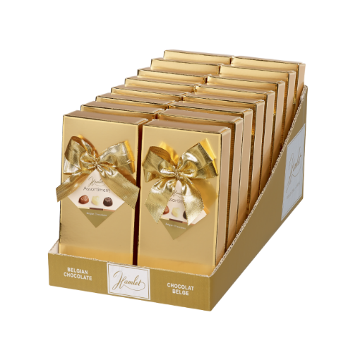 Picture of Belgian Chocolates in Gold Box with Bow - 125gm (Carton of 16 Units)