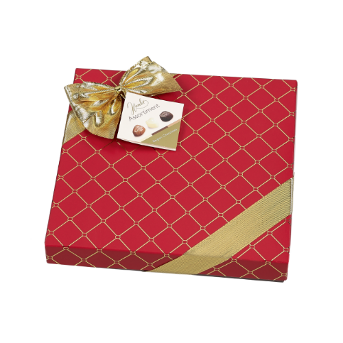 Picture of Belgian Chocolates 'Carré Gold' Gift Box in Red with Ribbon - 250gm (Carton of 8 Units)