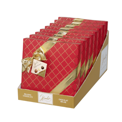 Picture of Belgian Chocolates 'Carré Gold' Gift Box in Red with Ribbon - 250gm (Carton of 8 Units)